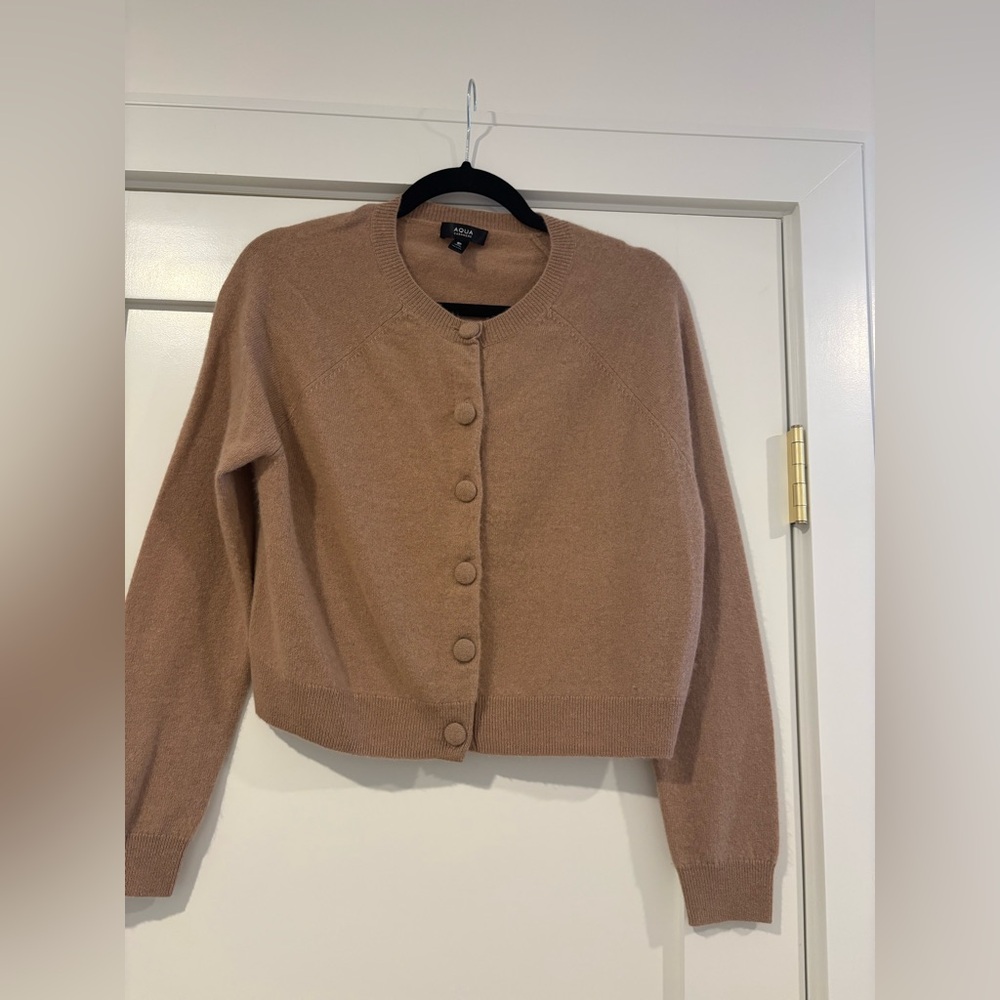 Aqua Women's Cashmere Crewneck Cardigan